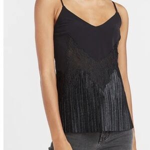 Express Black Satin Pleated Spaghetti Strap Tank Top Size S